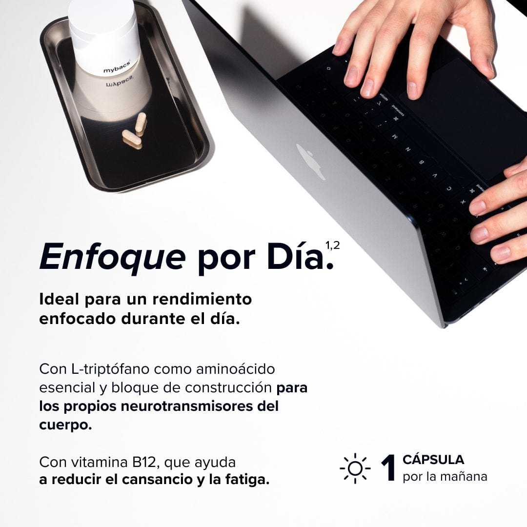 Brainbacs Día de mybacs para reducir el cansancio y la fatiga: con vitamina B12 contra el cansancio, 1 cápsula por la mañana.