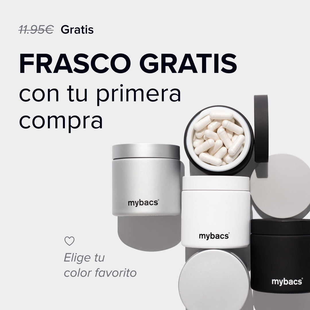 Frasco mybacs gratis para almacenar tus cápsulas Dietbacs.