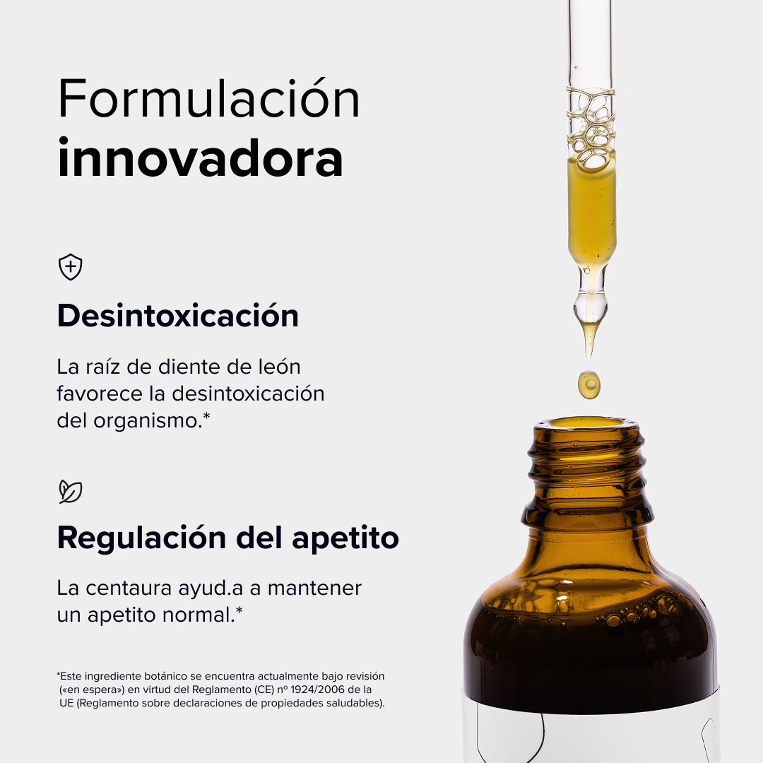 Daily Bitter de mybacs, formulación innovadora que ayuda a la desintoxicación y la regulación del apetito gracias a ingredientes naturales.