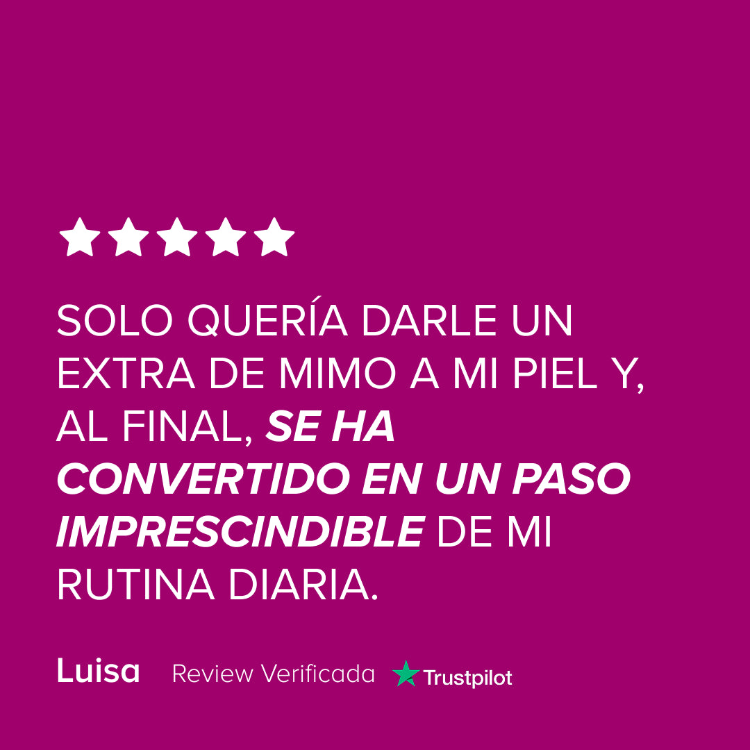 Review de 5 estrellas excelente de Radiant Glow de mybacs. Comentarios positivos sobre la sensación de mejora en la salud de la piel.