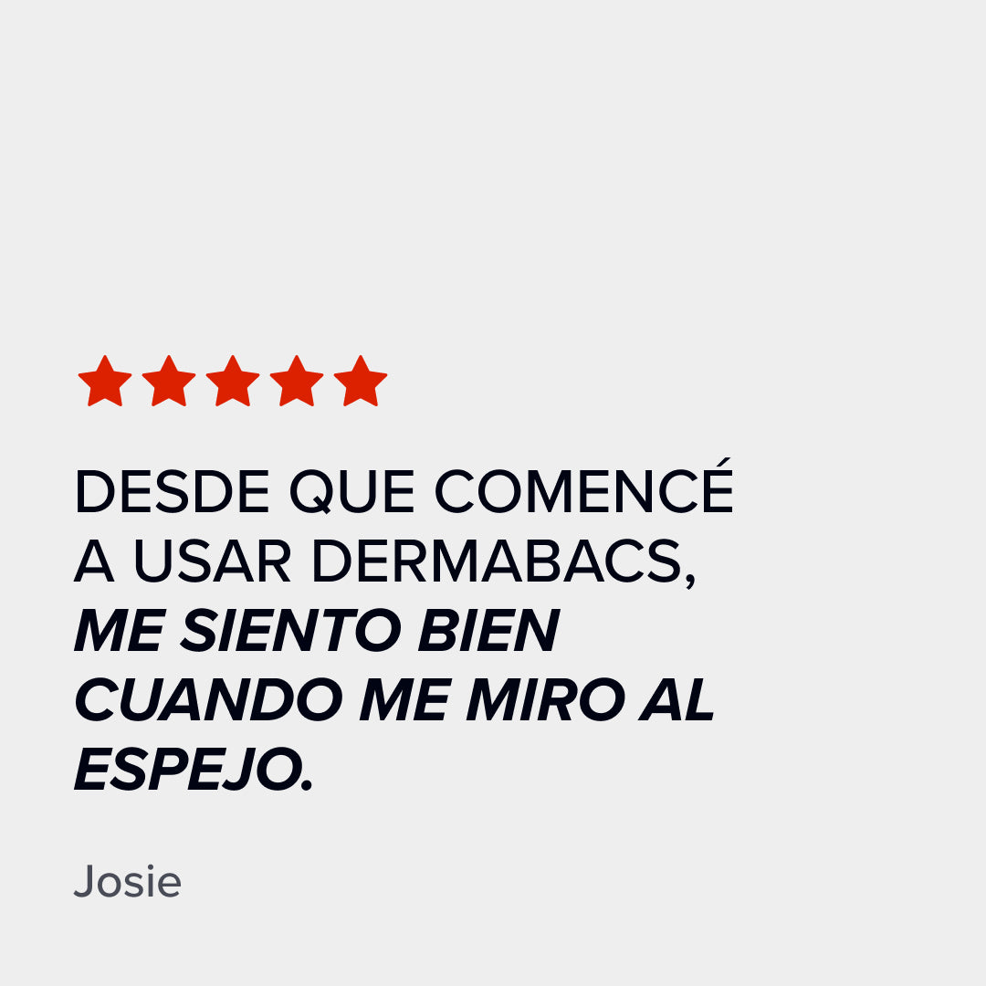 Review de 5 estrellas de clientes sobre Dermabacs de mybacs. Comentarios positivos sobre la sensación en la piel