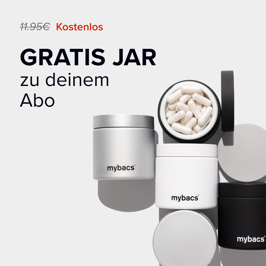 Dietbacs® mit kostenlosem mybacs® Aufbewahrungsglas im Rahmen des Abonnement-Angebots.
