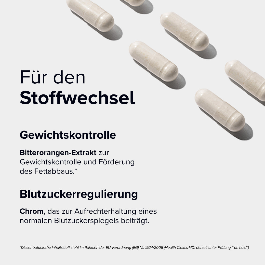 Dietbacs® mit dem Markenrohstoff Reducose® aus weißem Maulbeerblattextrakt – Hinweis auf Unterstützung des Kohlenhydratstoffwechsels des Pflanzenextrakts (On-Hold Botanical Claim).