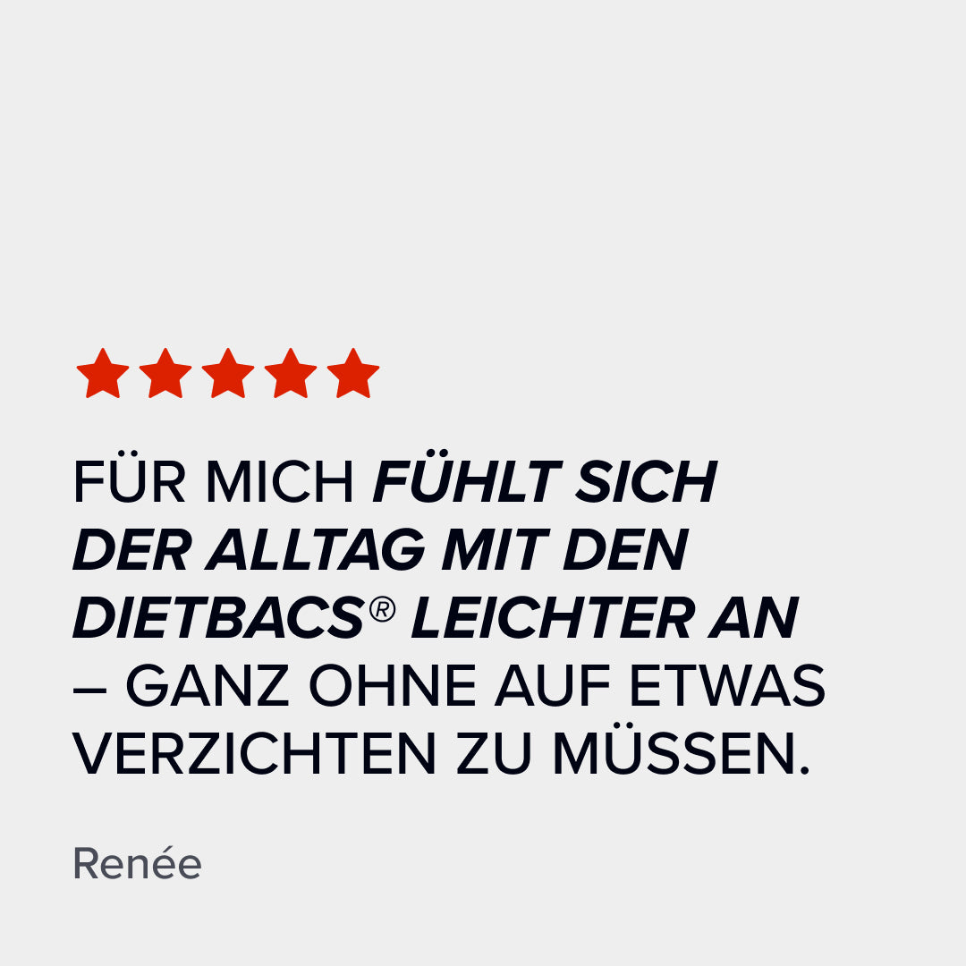 Kundenbewertung zu Dietbacs® mit positivem Erfahrungsbericht.