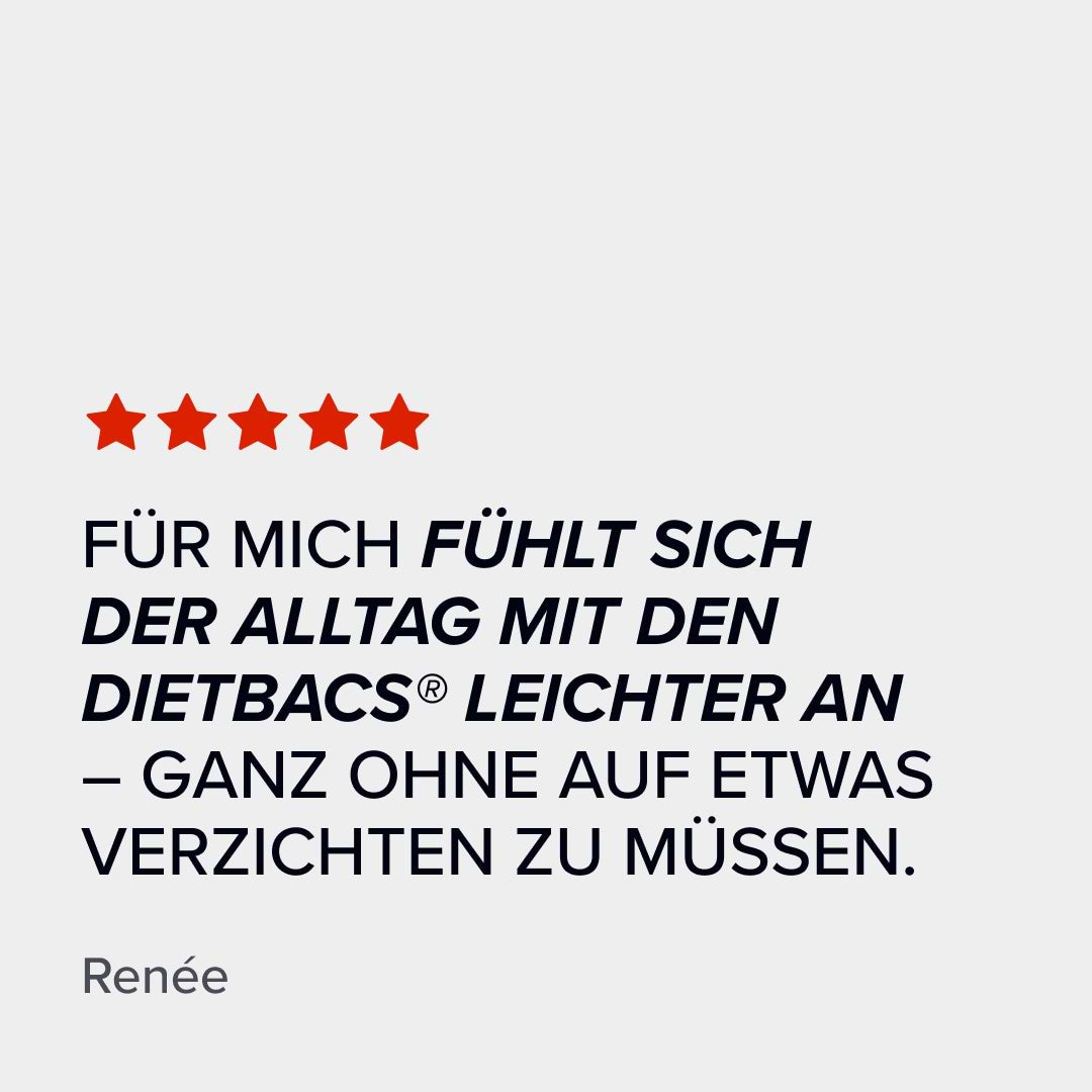 Kundenbewertung zu Dietbacs® mit positivem Erfahrungsbericht.