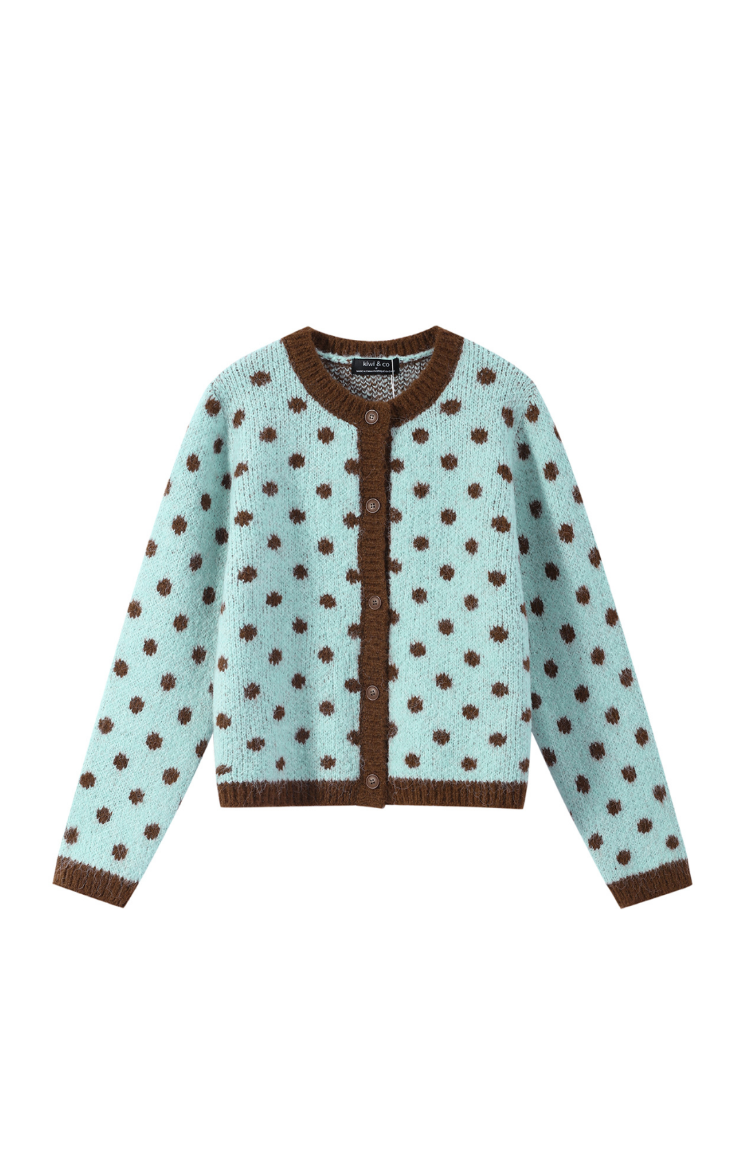 Coming Soon Blue & Brown Dotty Cardigan
