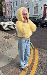 Yellow Flossie Faux Fur Bomber Jacket