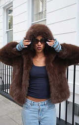 Chocolate Faye Faux Fur Jacket