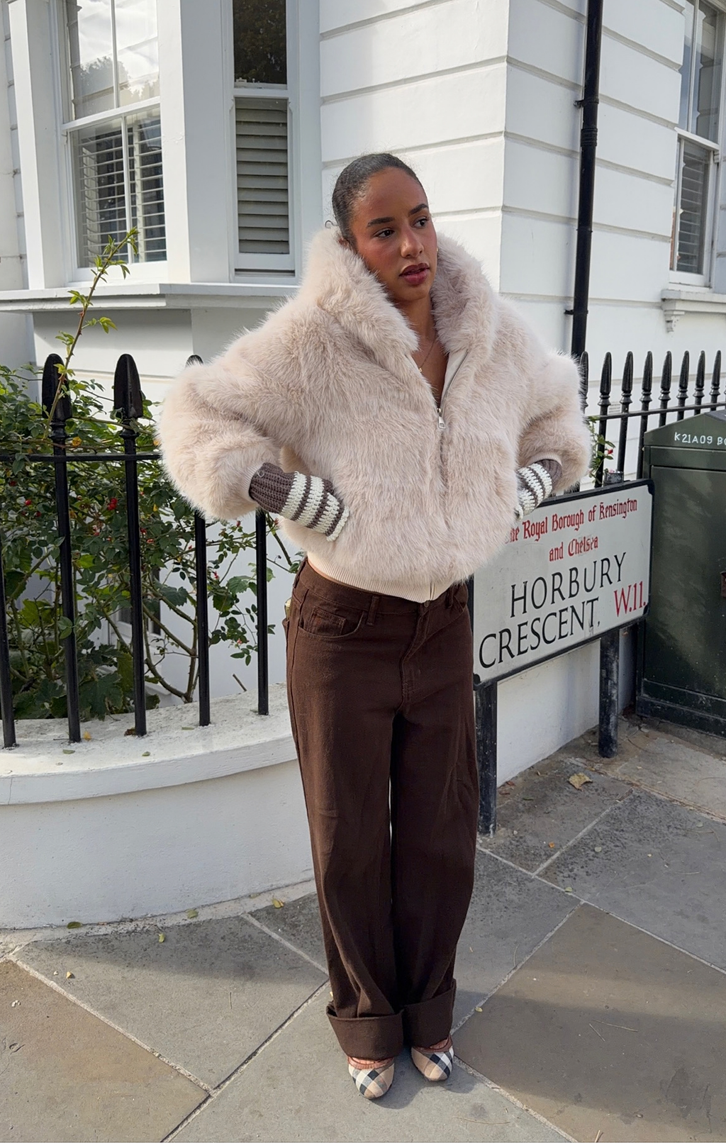 Cream Flossie Faux Fur Bomber Jacket