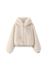 Coming Soon Cream Flossie Faux Fur Bomber Jacket