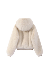 Coming Soon Cream Flossie Faux Fur Bomber Jacket