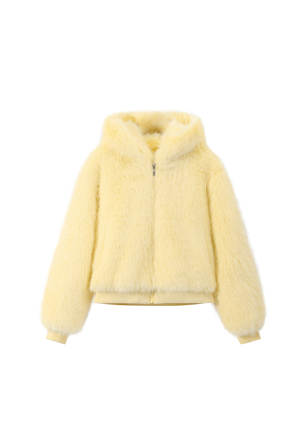 Coming Soon Yellow Flossie Faux Fur Bomber Jacket