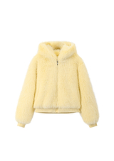 Coming Soon Yellow Flossie Faux Fur Bomber Jacket