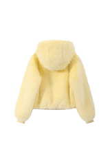 Coming Soon Yellow Flossie Faux Fur Bomber Jacket