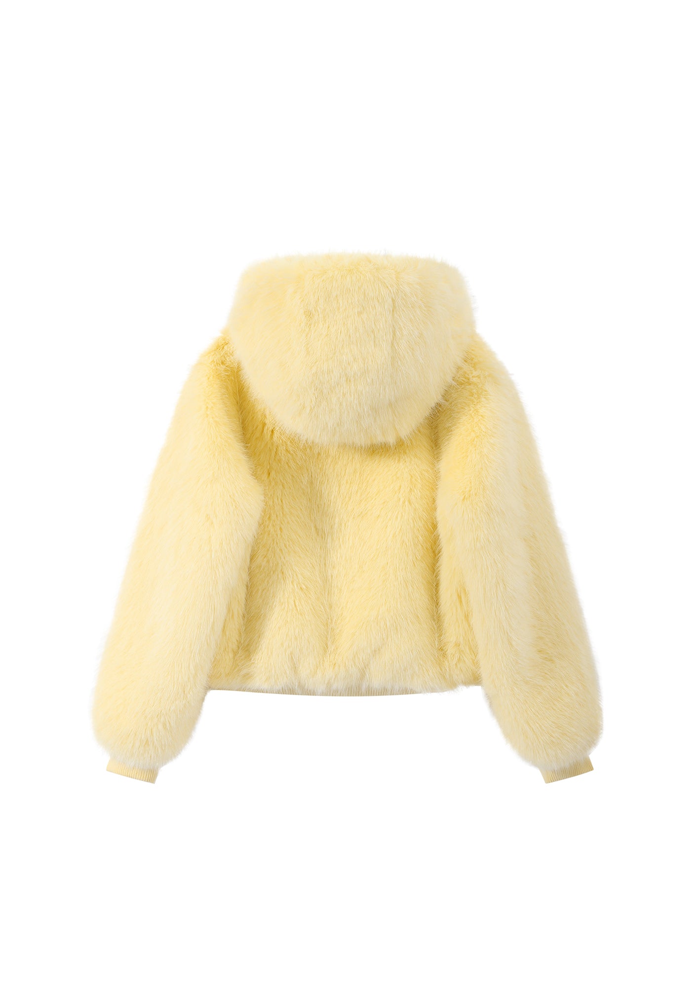Coming Soon Yellow Flossie Faux Fur Bomber Jacket