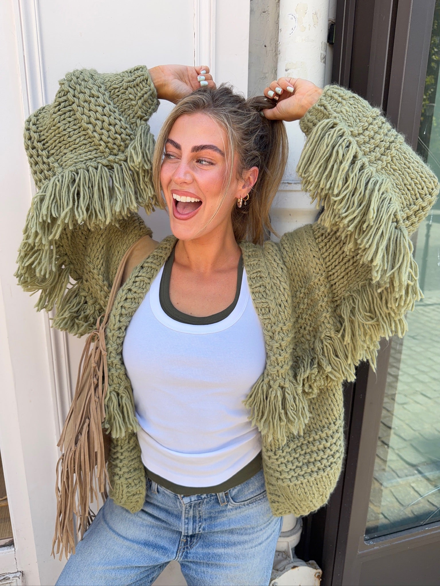 Coming Soon Forgive Me Fringe Cardigan