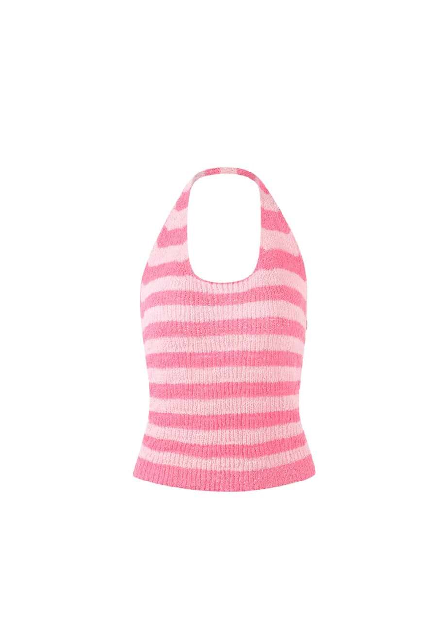 Pink Striped Halter Top