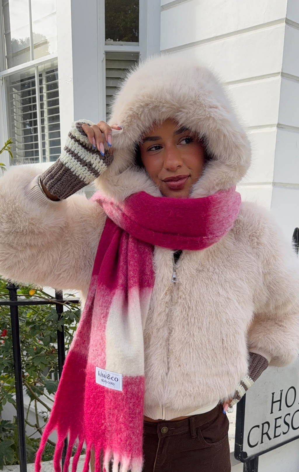 Cream Flossie Faux Fur Bomber Jacket
