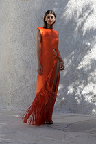 TROCADERO Fringed Silk Gown