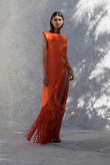 TROCADERO Fringed Silk Gown