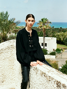 EUREKA Lace-Up Blouse