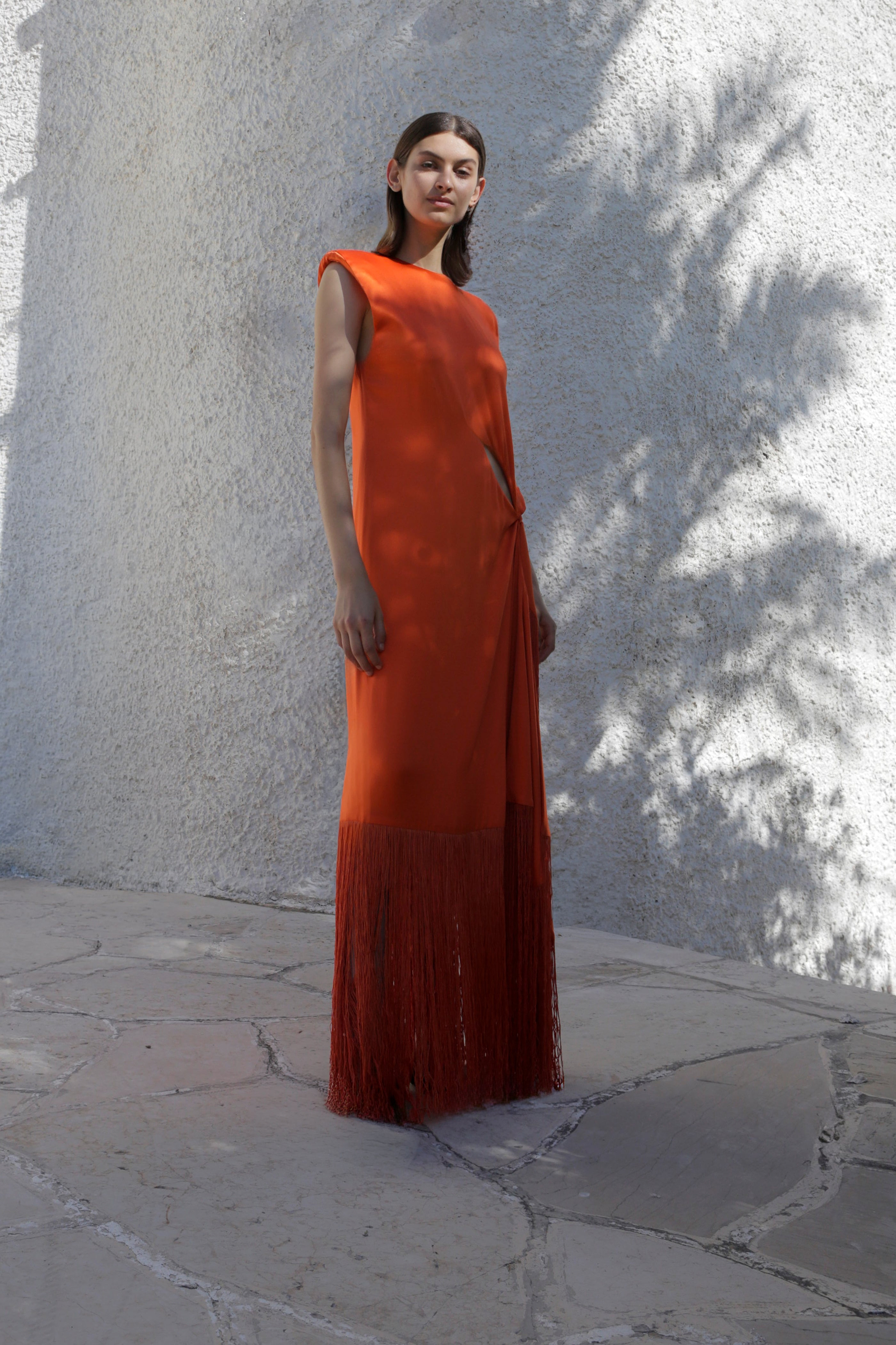 TROCADERO Fringed Silk Gown