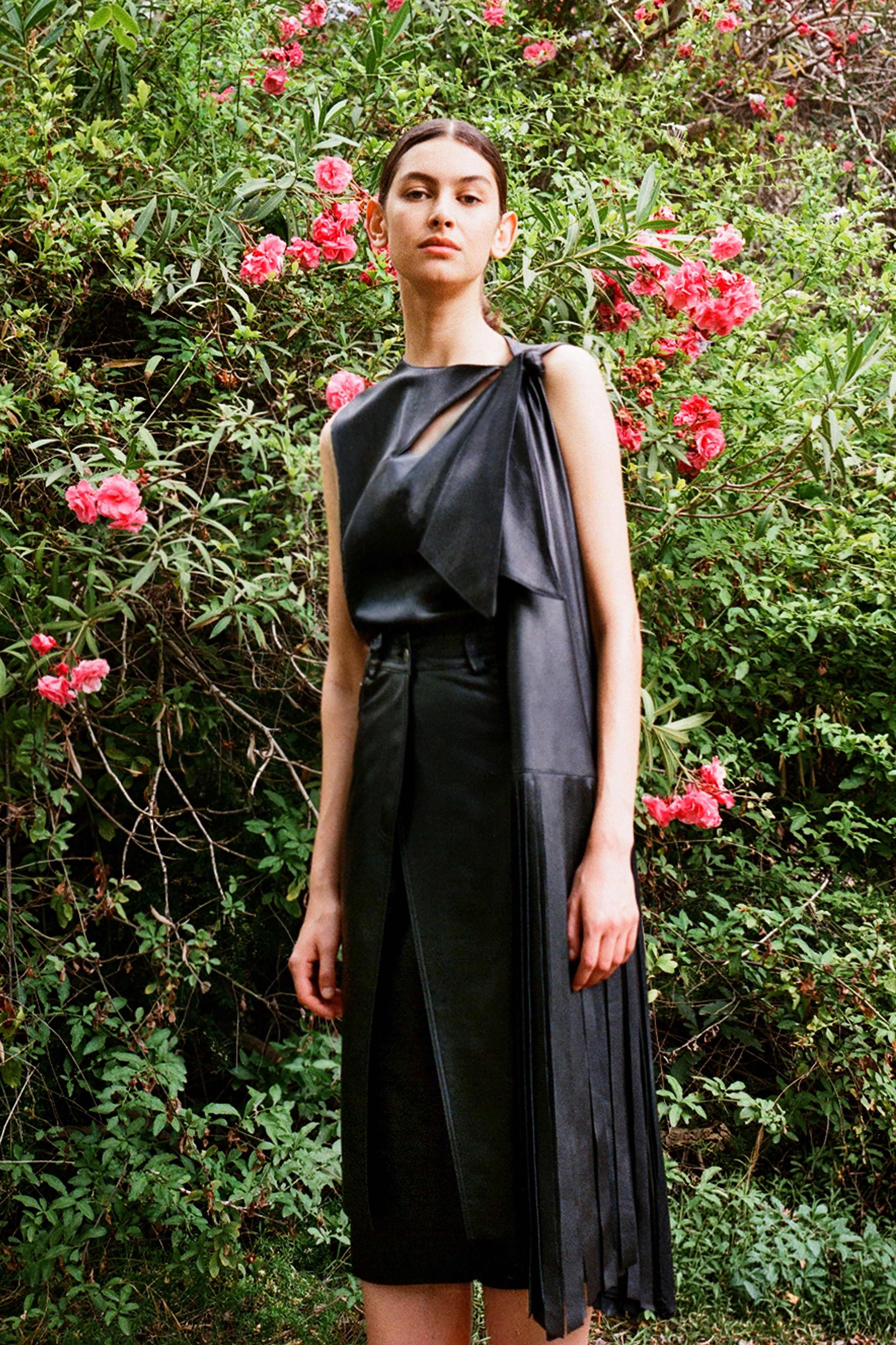 VULCAN Draped Leather Dress