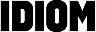 Black text 'IDIOM' on a white background