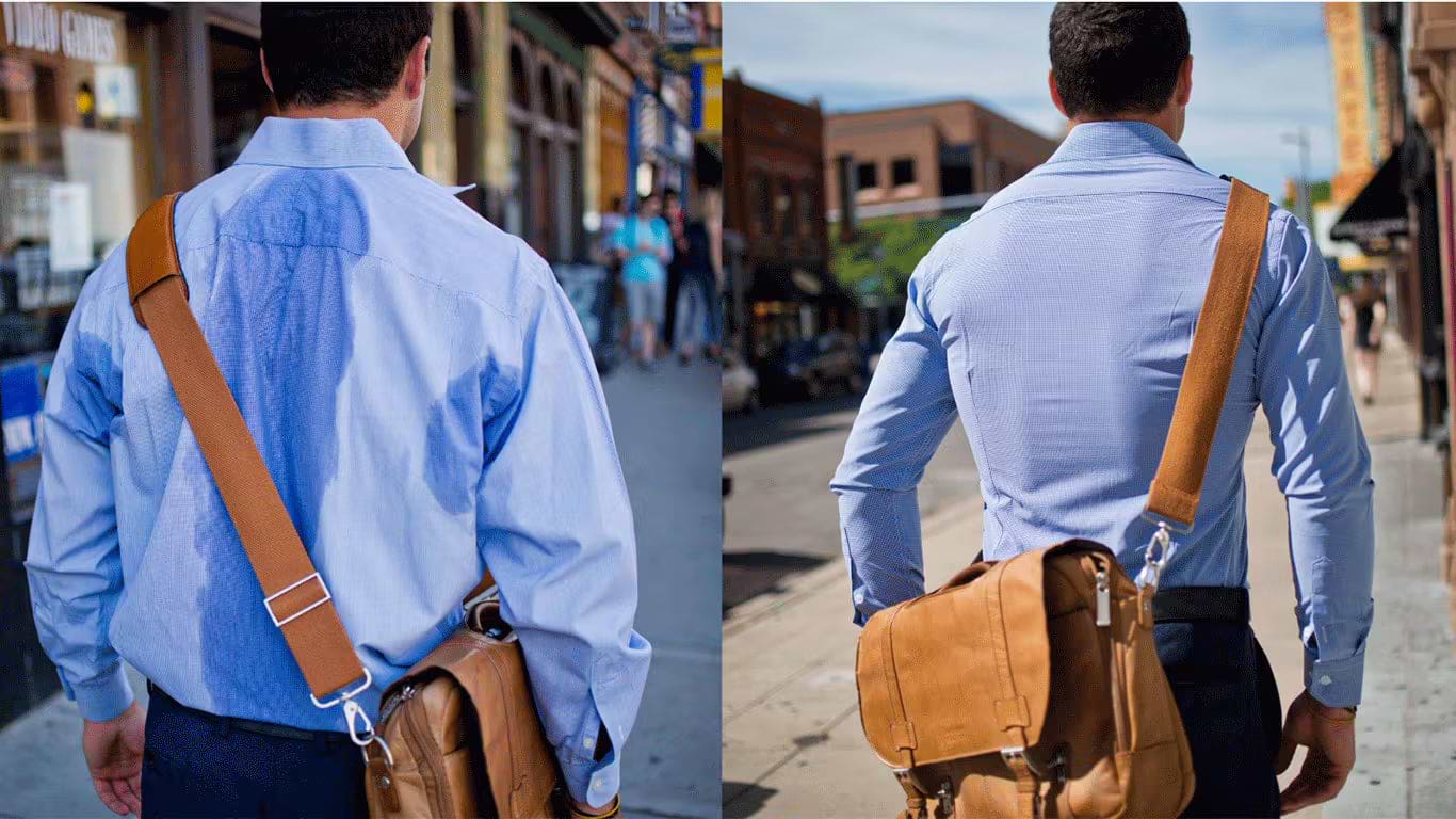 Athletic fit dress shirt worn