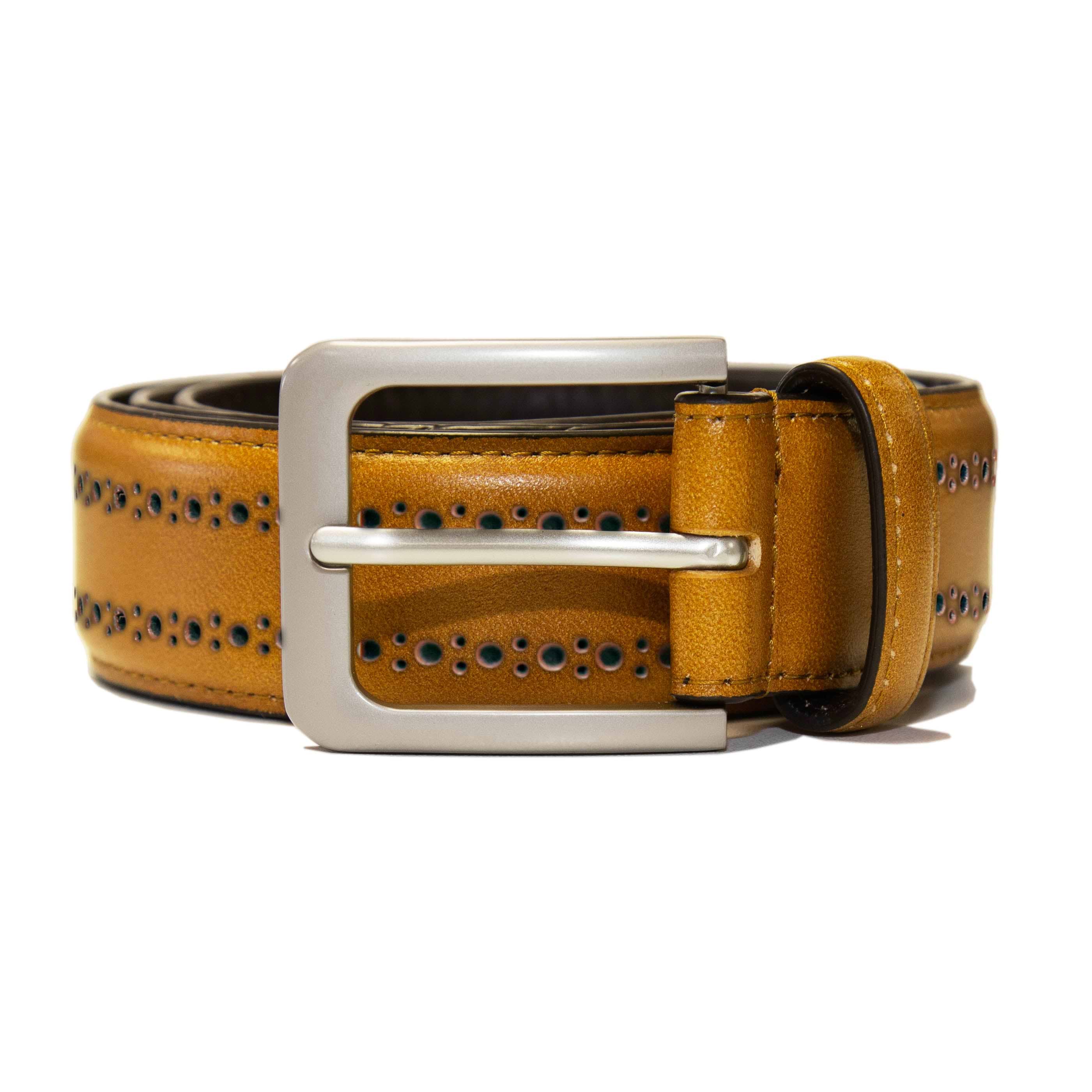 Perforated Leather Belt - Light Brown display picture 2
