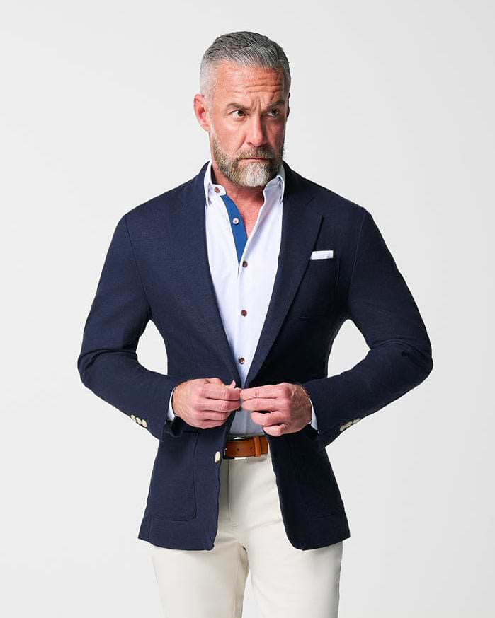 Unstructured Linen Blazer - Navy 40 / Navy
