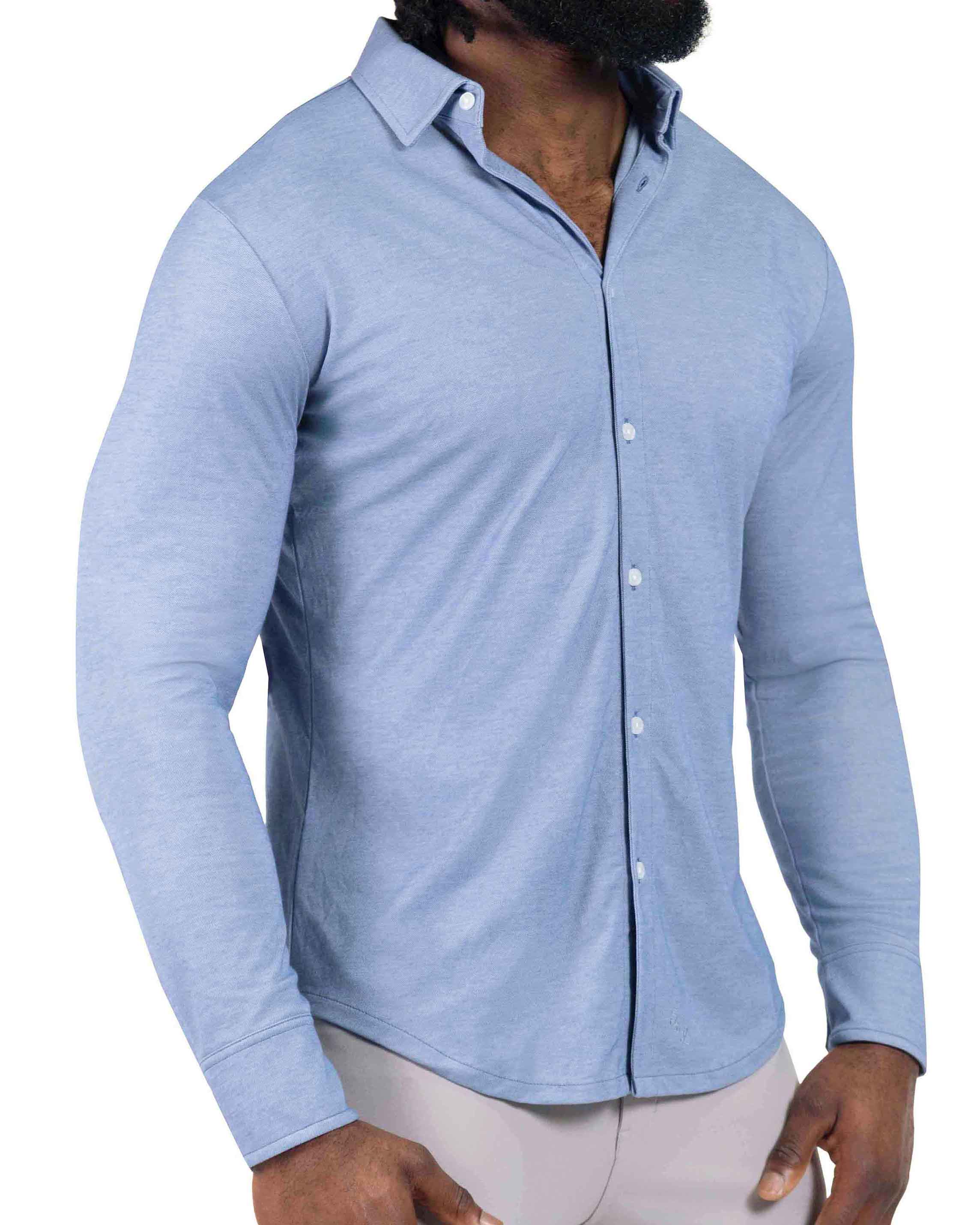 The Dylan Sky Blue Pique Button Down L / Sky Blue