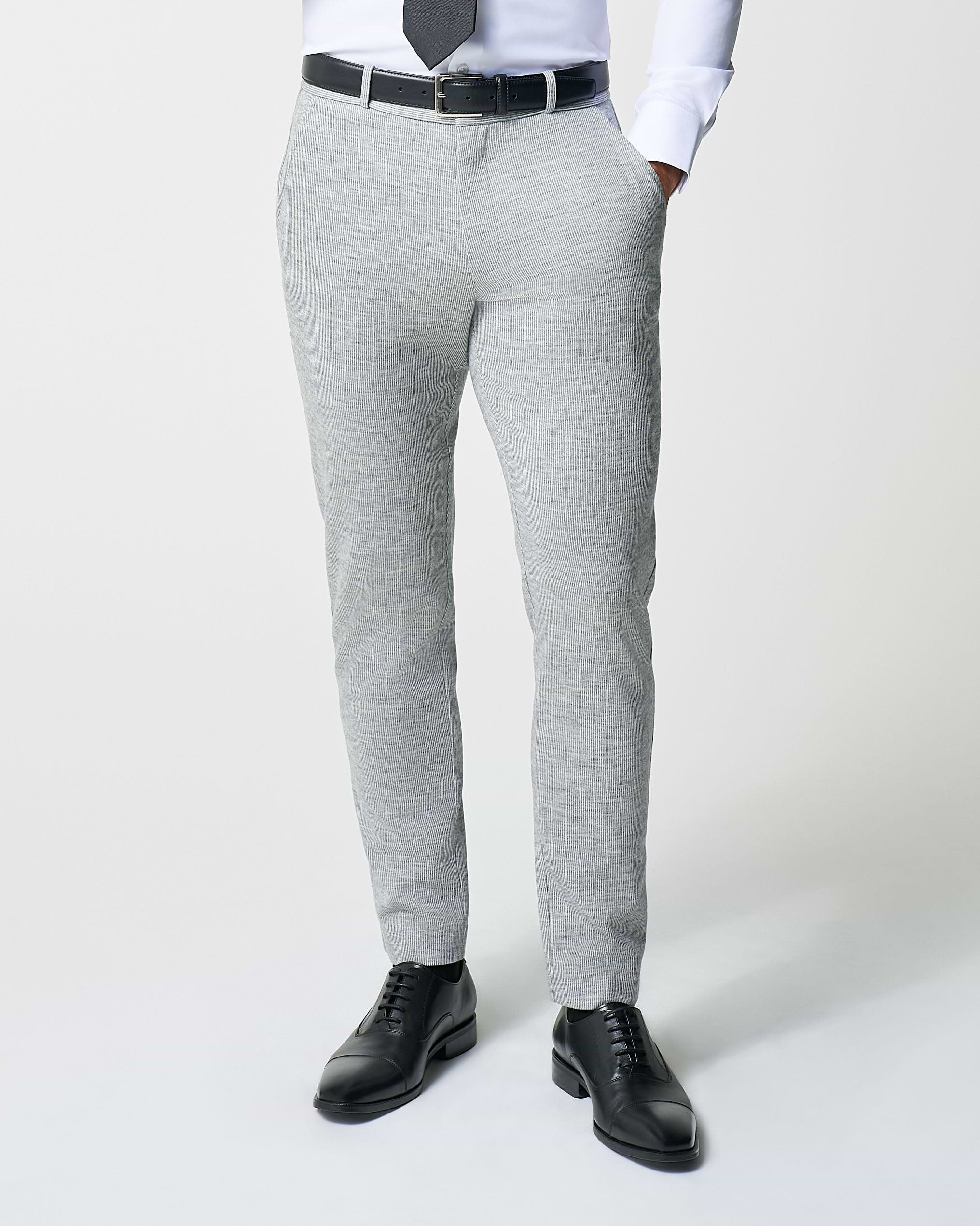 Athletic Fit Stretch Wool Suit Pants - Light Grey with White Mini Stripe 32W Athletic Fit Stretch Wool Suit Pants - Light Grey with White Mini Stripe 32W