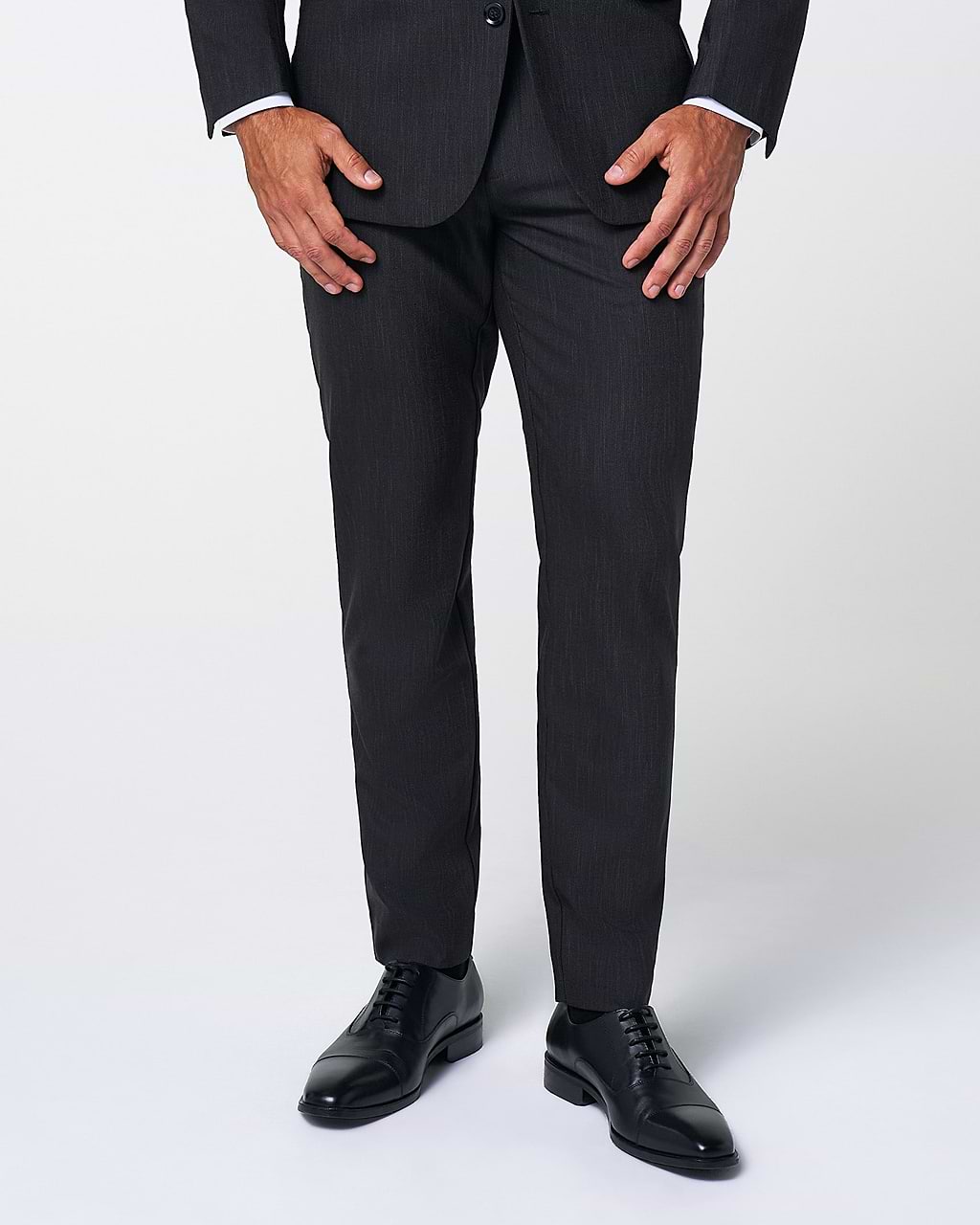 Athletic Fit Stretch Suit Pants - Heathered Charcoal 36W