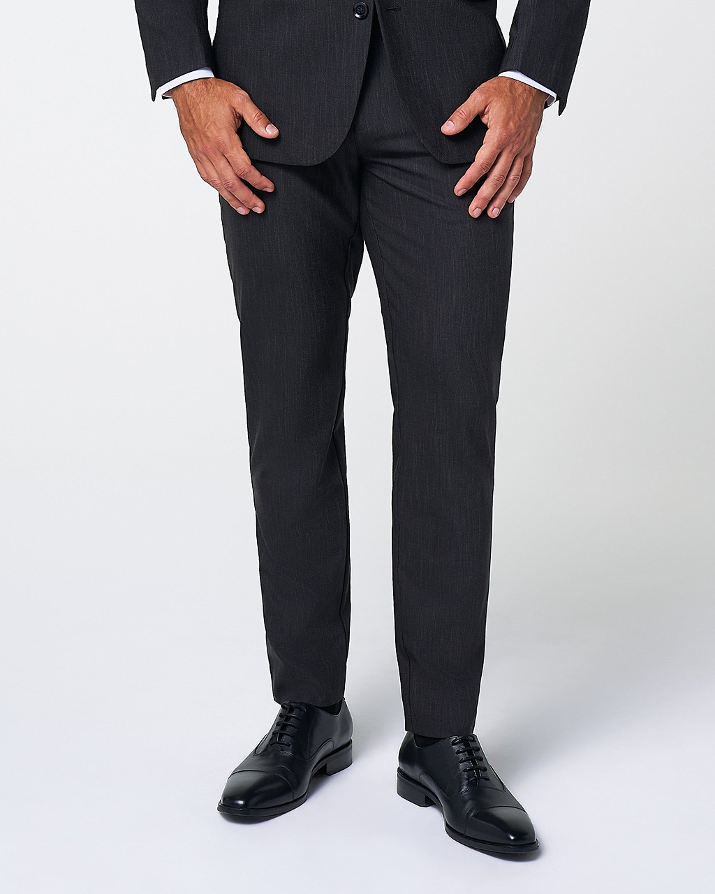 Athletic Fit Stretch Suit Pants - Heathered Charcoal 36W