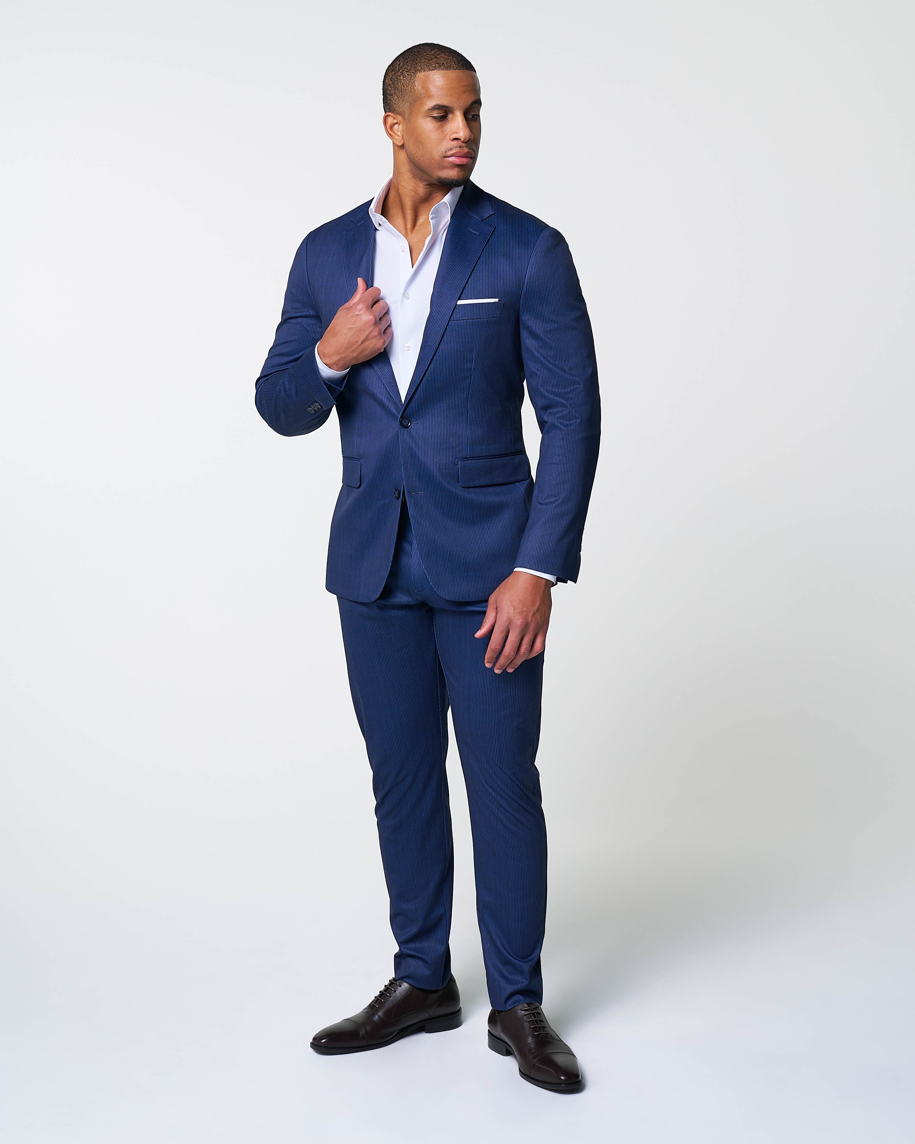 Athletic Fit Stretch Suit - Navy & White Stripe Athletic Fit Stretch Suit - Navy & White Stripe