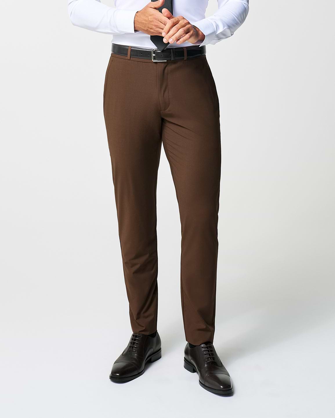 Athletic Fit Stretch Suit Pants - Lightweight Heathered Chocolate Athletic Fit Stretch Suit Pants - Lightweight Heathered Chocolate