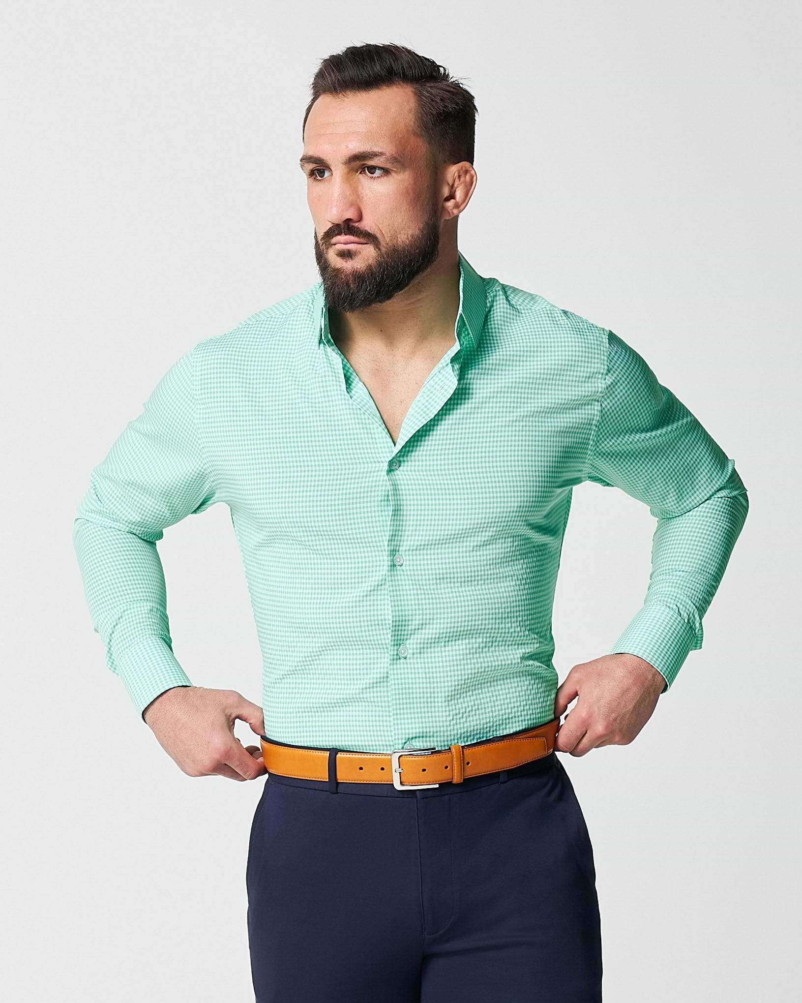 mint green dress shirts for men Men's Shirt Monaco Linen Mint Green
