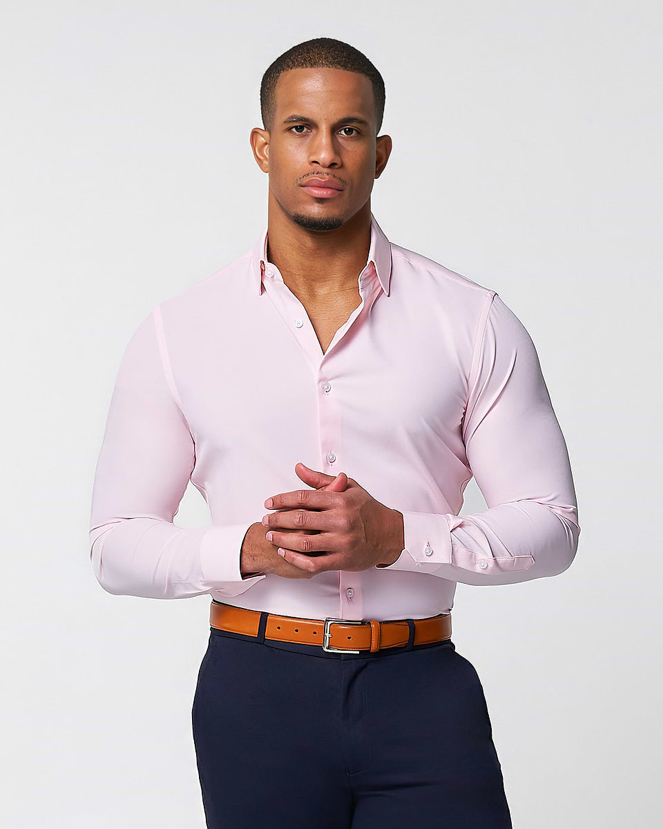state and liberty dress shirt Crisp white paired with our heathered maroon pants for a killer winter look. #stateandlib #athleticfit #stretchdressshirts Model is 61 State & Liberty Athletic Fit