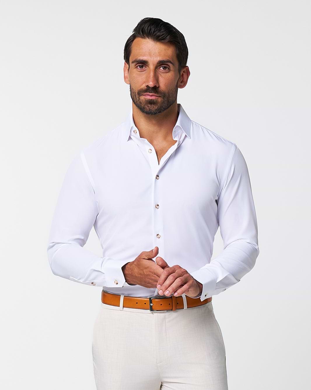 athletic fit button down dress shirts Barbell Apparel Men's Motive Shirt, Grey, Size: XXL Fuller cut in the chest and sleeves Slim Fit Dress Shirts |