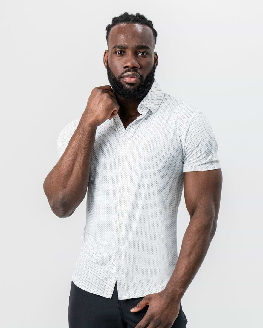 athletic fit short sleeve dress shirts The Axwell Black Circle With Dots 3XL / Black Circle With Dots
