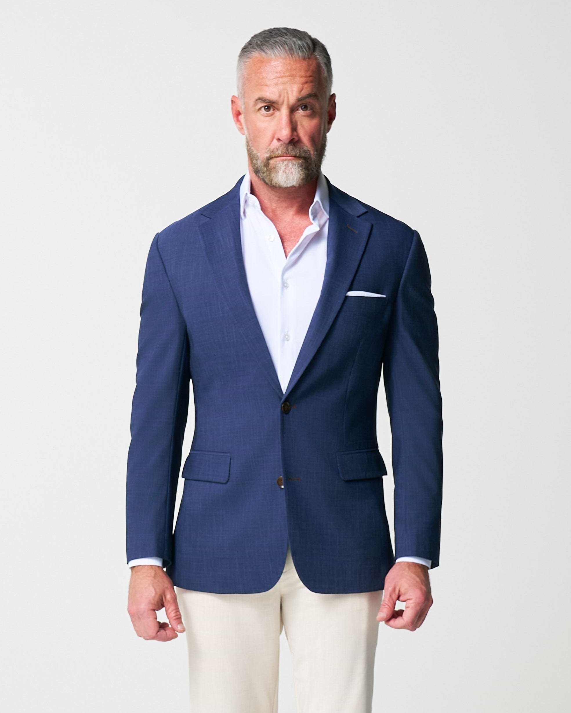 Athletic Fit Stretch Blazer - Heathered Navy 38 / Heathered Navy