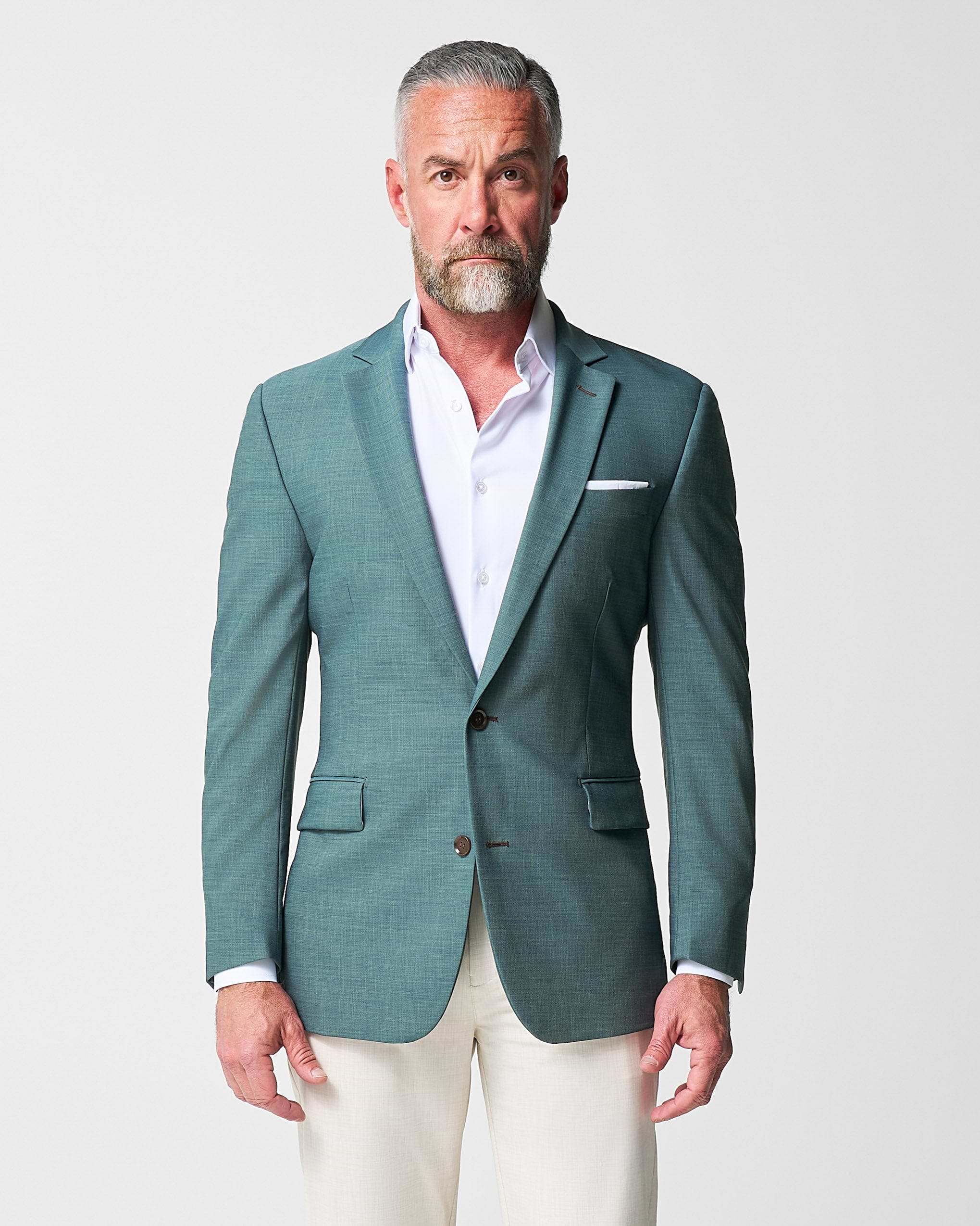 Athletic Fit Stretch Blazer - Heathered Sea Green Athletic Fit Stretch Blazer - Heathered Sea Green