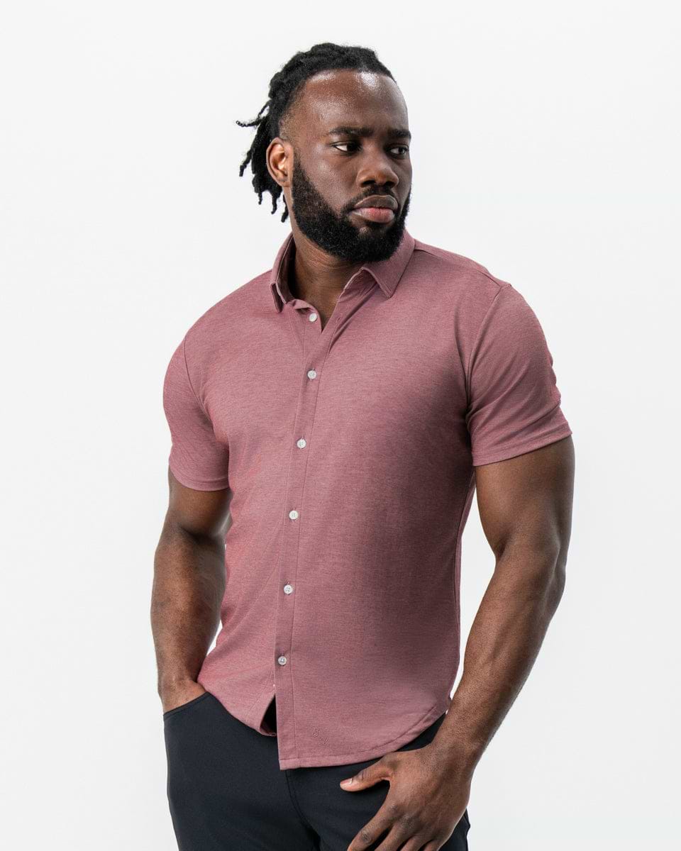 The Booker Maroon Pique Short Sleeve Button Down M / Maroon The Booker Maroon Pique Short Sleeve Button Down M / Maroon