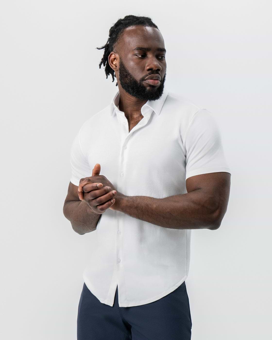 performance white dress shirt Proper Cloth Men's White Performance Twill Custom Dress Shirt