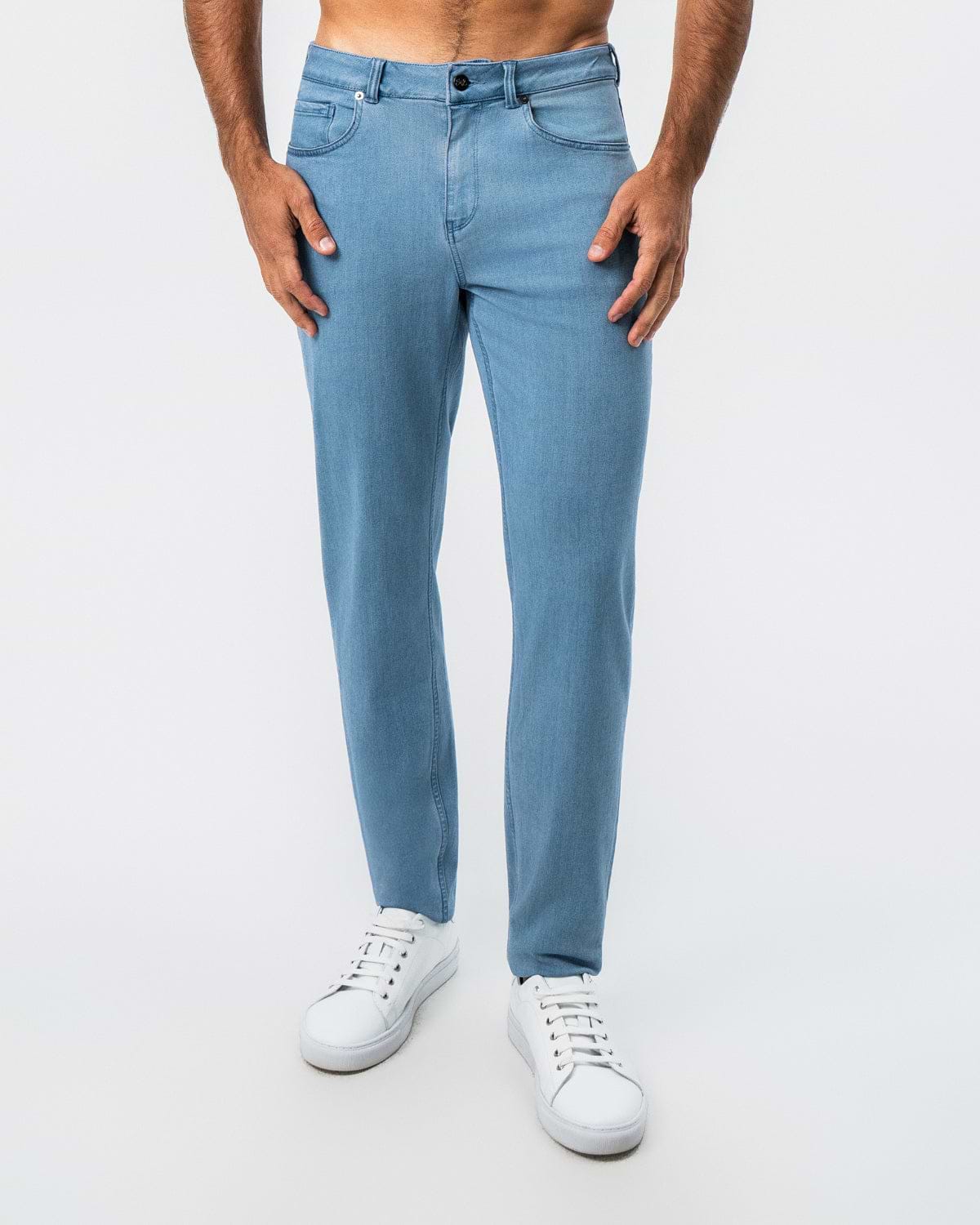 Athletic Fit Stretch Jeans - Light Blue 40W