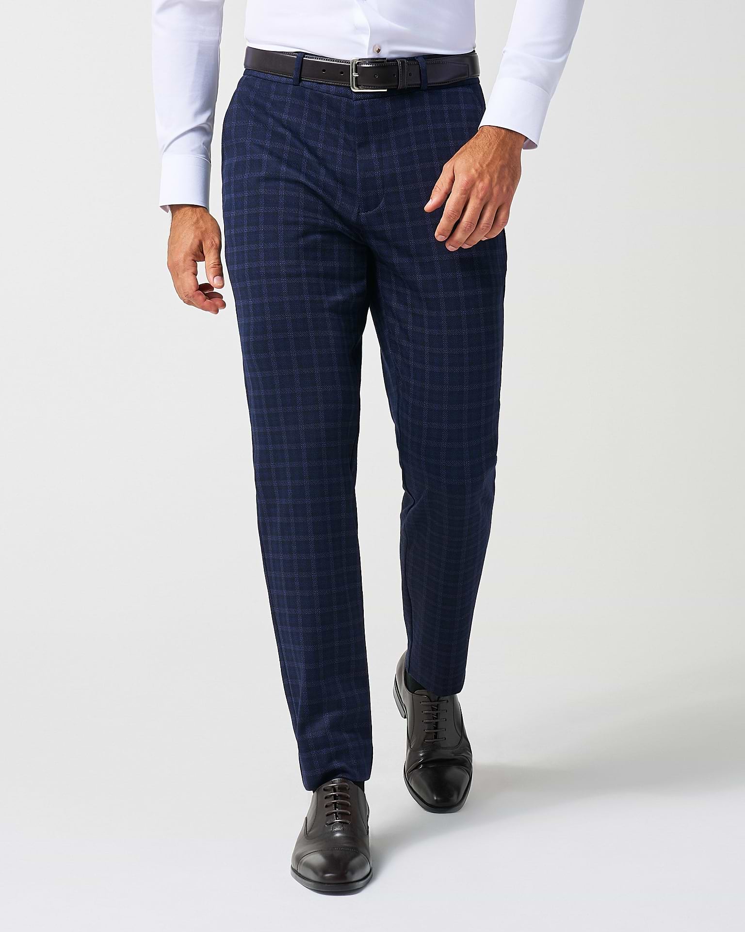 Athletic Fit Stretch Wool Suit Pants - Blue Plaid Athletic Fit Stretch Wool Suit Pants - Blue Plaid