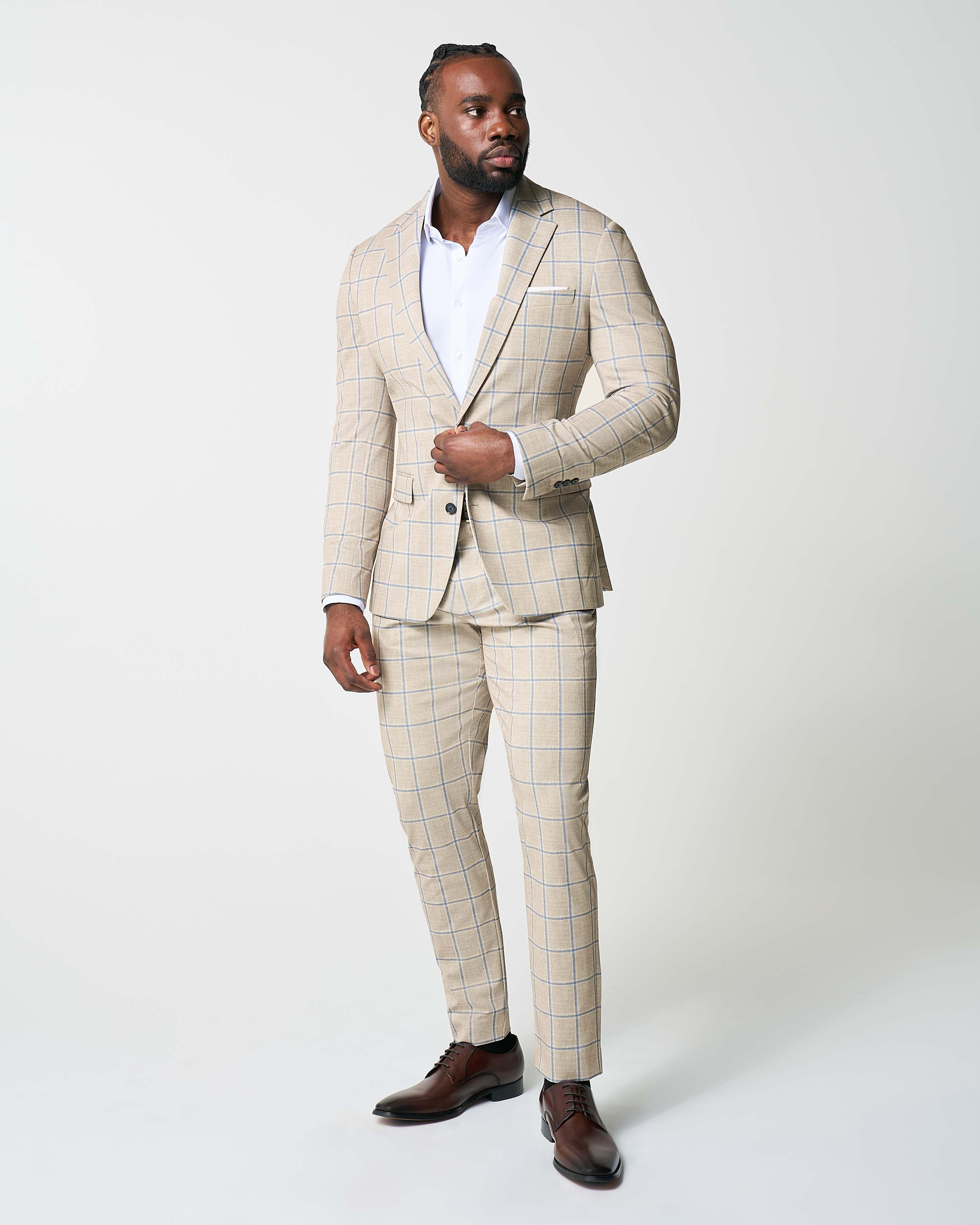 Tan Suit Xl Shirt To Suit Size Tie Beige Suit Xl Shirt To Suit Size Men's Wedding Linen Suits Beige Solid  Colored Tailored Fit Piece