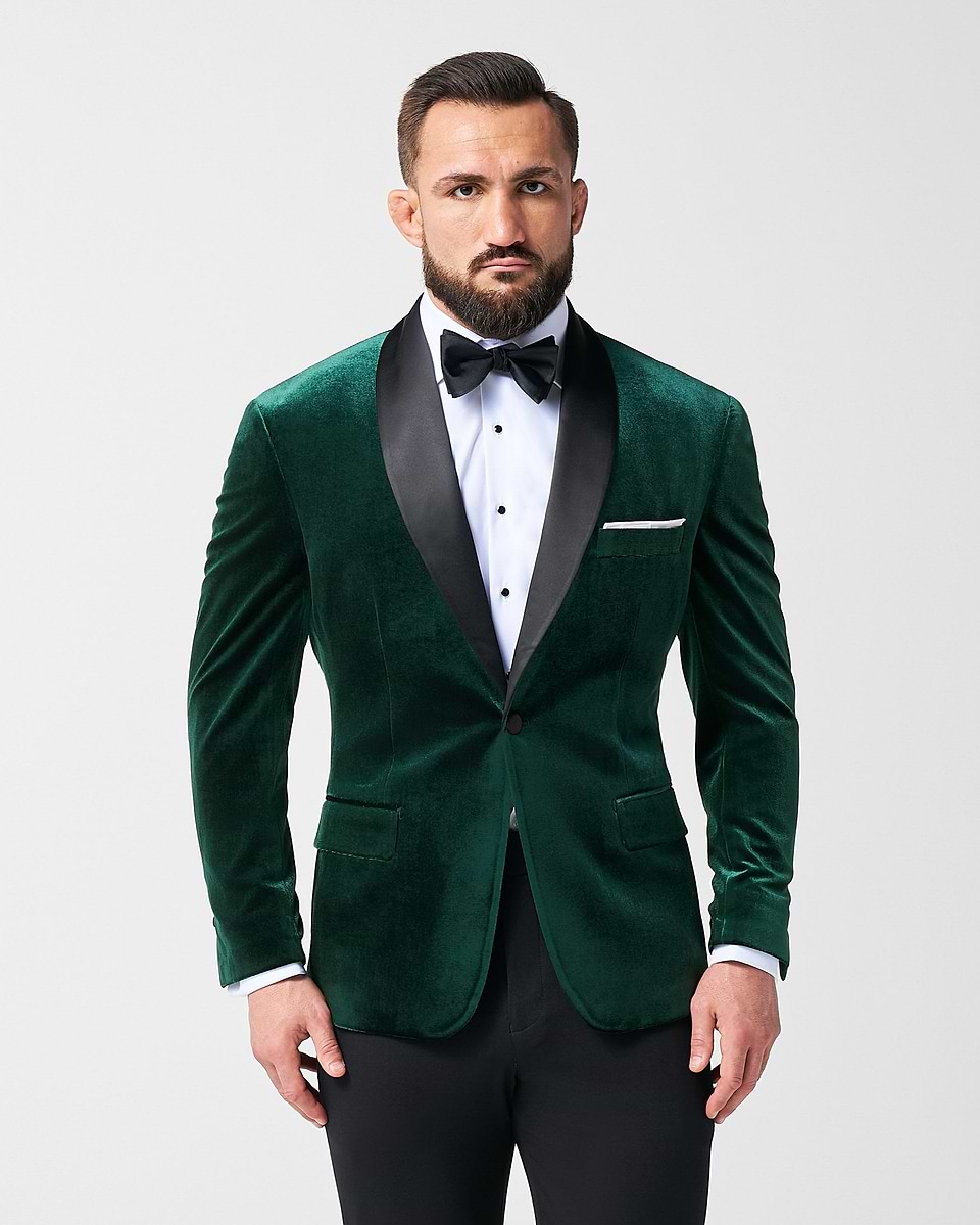 Athletic Fit Stretch Tuxedo Jacket - Green Velvet Athletic Fit Stretch Tuxedo Jacket - Green Velvet