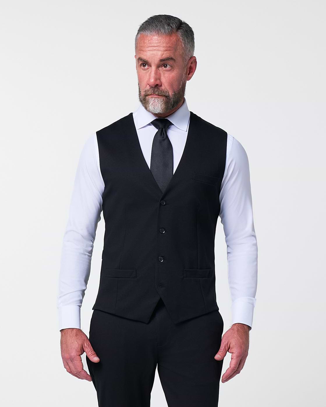 Athletic Fit Stretch Suit Vest - Black 40 / Solid Black Athletic Fit Stretch Suit Vest - Black 40 / Solid Black